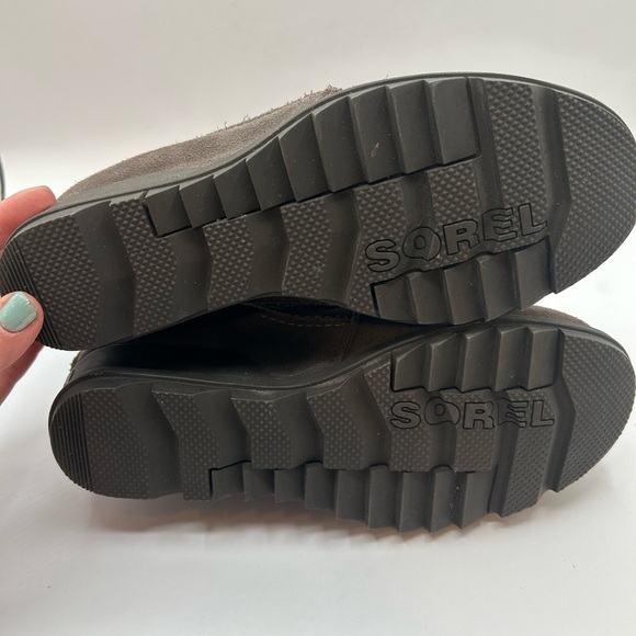 Women’s Sorel Evie Lace  MAJOR Wedge Boots Wmn's 7 Leather Suede Gray - Picture 10 of 11